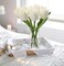 Artificial Tulip Flower White in Clear Vase, Real Touch Foam Tulip Arrangement Suitable for Home Office Decoration, Dining Table Centerpiece